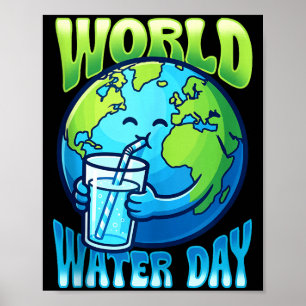 Schattige aarde drinkwater wereld waterdag poster