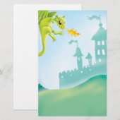 schattige aardedraak en kasteel briefpapier (Voorkant / Achterkant)