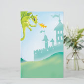 schattige aardedraak en kasteel briefpapier (Staand voorkant)