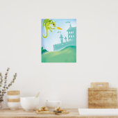 schattige aardedraak en kasteel poster (Keuken)