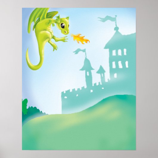 schattige aardedraak en kasteel poster (Voorkant)