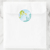 schattige aardedraak en kasteel ronde sticker (Tas)