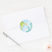 schattige aardedraak en kasteel ronde sticker (Envelop)