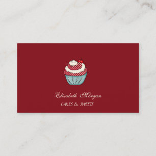 Schattige Aardige Cupcake Kers Rood Zoetwaren Bakk Visitekaartje