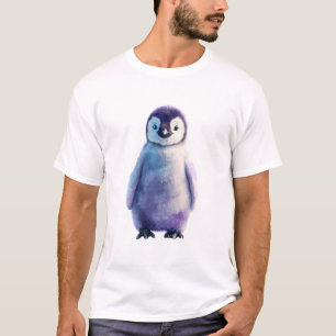 Schattige Aardige Donzige Paarse Pinguïn Mannen T-shirt