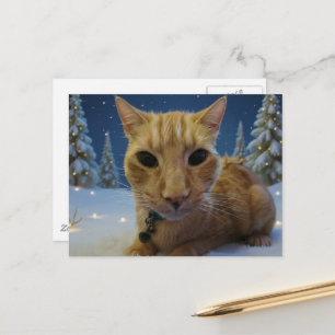 Schattige Aardige Rode Kat Winterbos Briefkaart