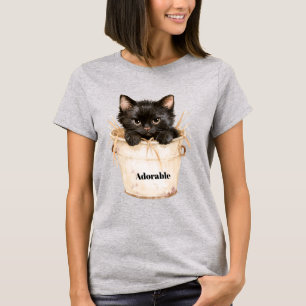 Schattige Aardige Zwarte Kat in Emmer T-shirt