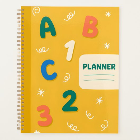 Schattige ABC 123 Planner Mosterdgeel (Voorkant)