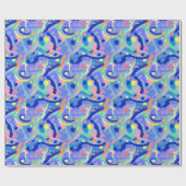 Schattige Abstract Blauw Pastel Neon Herhalingspat Cadeaupapier (Vlak)