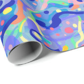 Schattige Abstract Blauw Pastel Neon Herhalingspat Cadeaupapier (Rol Hoek)