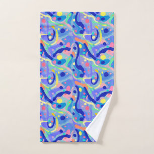 Schattige Abstract Blauw Pastel Neon Herhalingspat Handdoek