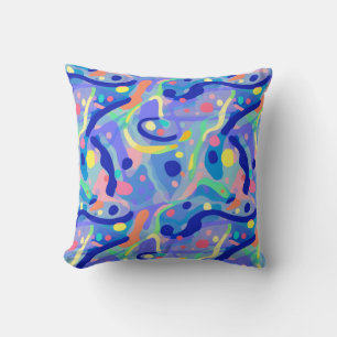 Schattige Abstract Blauw Pastel Neon Herhalingspat Kussen