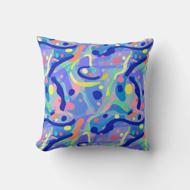 Schattige Abstract Blauw Pastel Neon Herhalingspat Kussen (Voorkant)