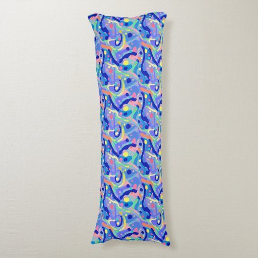 Schattige Abstract Blauw Pastel Neon Herhalingspat Lichaamskussen (Voorkant Verticaal)