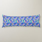 Schattige Abstract Blauw Pastel Neon Herhalingspat Lichaamskussen (Voorkant)
