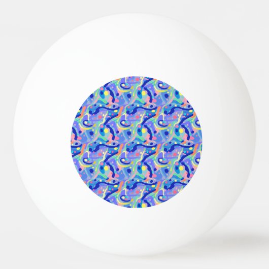 Schattige Abstract Blauw Pastel Neon Herhalingspat Pingpongbal (Achterkant)