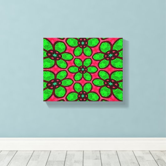 Schattige Abstract bloemenpatroon Canvas Afdruk (Insitu (Houten vloer))