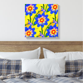Schattige Abstract bloemenpatroon Canvas Afdruk