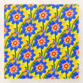Schattige Abstract bloemenpatroon Glazen Onderzetter (Voorkant)