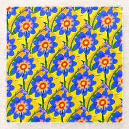 Schattige Abstract bloemenpatroon Glazen Onderzetter