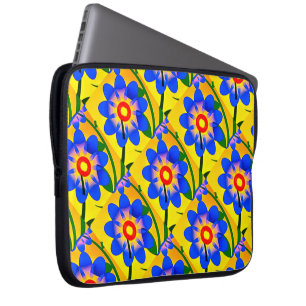 Schattige Abstract bloemenpatroon Laptop Sleeve