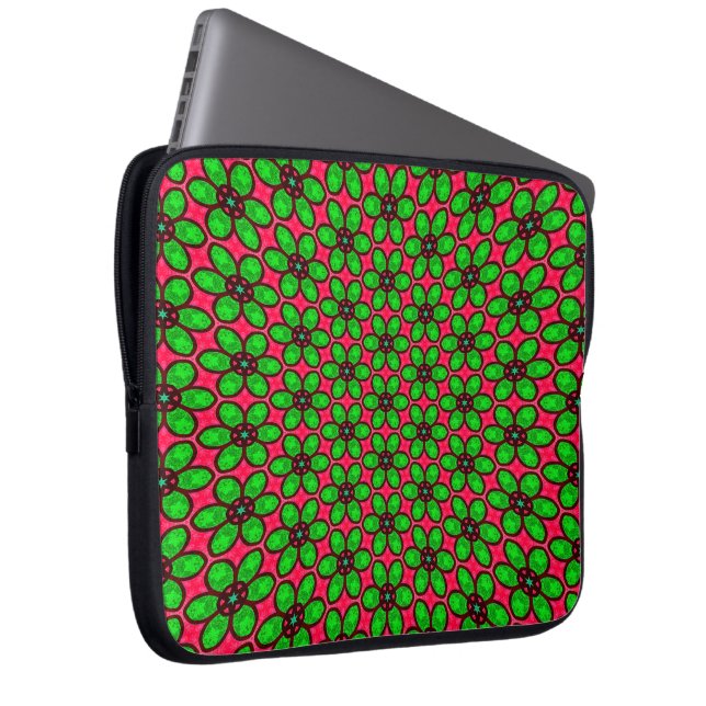Schattige Abstract bloemenpatroon Laptop Sleeve (Voorkant Rechts)