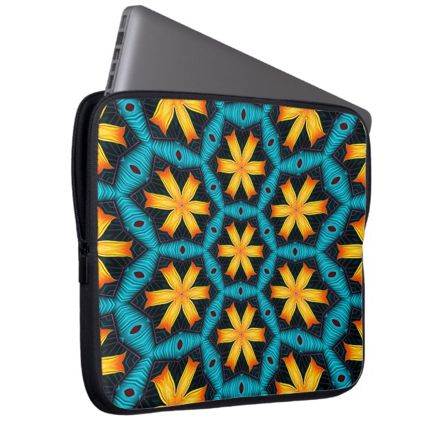 Schattige Abstract bloemenpatroon Laptop Sleeve (Voorkant Rechts)