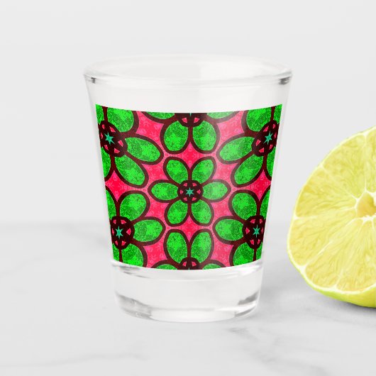 Schattige Abstract bloemenpatroon Shot Glas (Voorkant)
