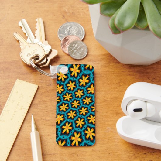 Schattige Abstract bloemenpatroon Sleutelhanger (Bureau)