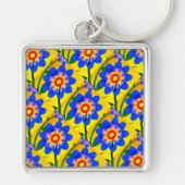 Schattige Abstract bloemenpatroon Sleutelhanger (Voorkant)