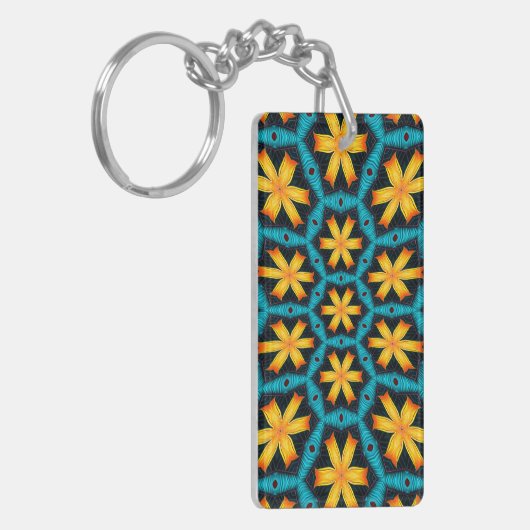 Schattige Abstract bloemenpatroon Sleutelhanger (Voorkant Links)