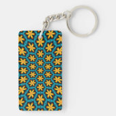 Schattige Abstract bloemenpatroon Sleutelhanger (achterkant)