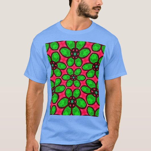 Schattige Abstract bloemenpatroon T-shirt (Voorkant)