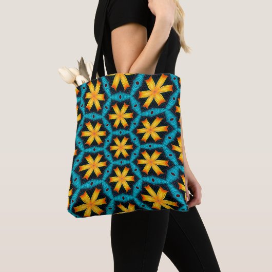 Schattige Abstract bloemenpatroon Tote Bag (Dichtbij)
