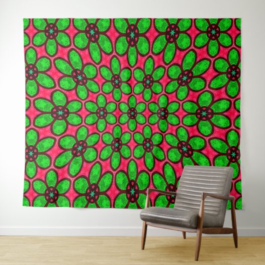 Schattige Abstract bloemenpatroon Wandkleed (In Situ (horizontaal))