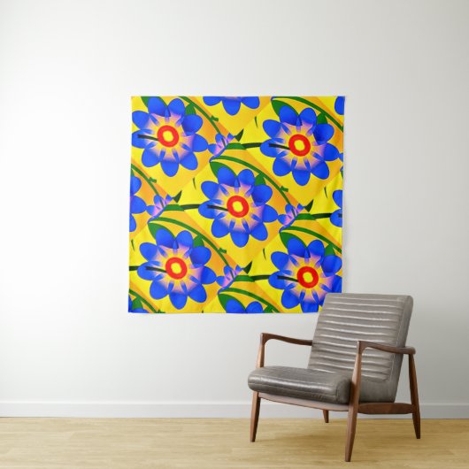 Schattige Abstract bloemenpatroon Wandkleed (In Situ (horizontaal))