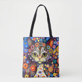 SCHATTIGE ABSTRACT FLOWER ACHTERGRONDKAT ONTWERP TOTE BAG (Voorkant)