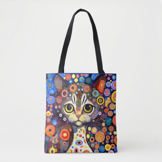 SCHATTIGE ABSTRACT FLOWER ACHTERGRONDKAT ONTWERP TOTE BAG (Voorkant)