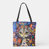 SCHATTIGE ABSTRACT FLOWER ACHTERGRONDKAT ONTWERP TOTE BAG (Achterkant)