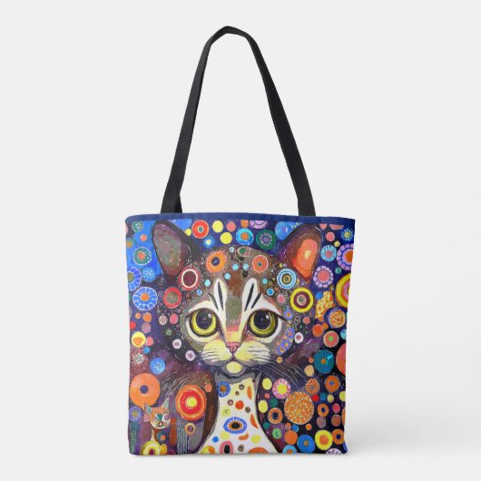 SCHATTIGE ABSTRACT FLOWER ACHTERGRONDKAT ONTWERP TOTE BAG (Achterkant)