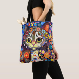 SCHATTIGE ABSTRACT FLOWER ACHTERGRONDKAT ONTWERP TOTE BAG