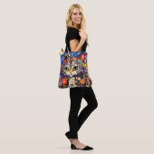 SCHATTIGE ABSTRACT FLOWER ACHTERGRONDKAT ONTWERP TOTE BAG (Op model)