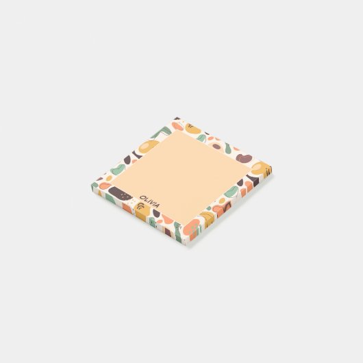 Schattige Abstract Kleurrijk Patroon Monogram Naam Post-it® Notes (Schuin)