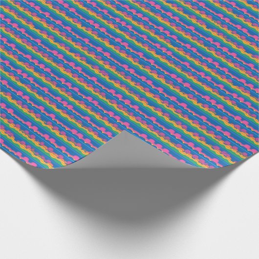 Schattige Abstract Retro Neon Stippen Stripes Patr Cadeaupapier (Hoek)