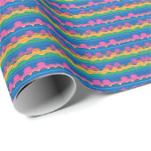 Schattige Abstract Retro Neon Stippen Stripes Patr Cadeaupapier (Rol Hoek)