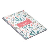 Schattige Abstract Roze Blauw Abstract Bloemen Mon Notitieboek (Rechterzijde)