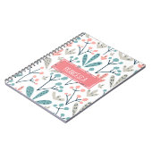 Schattige Abstract Roze Blauw Abstract Bloemen Mon Notitieboek (Linkerzijde)