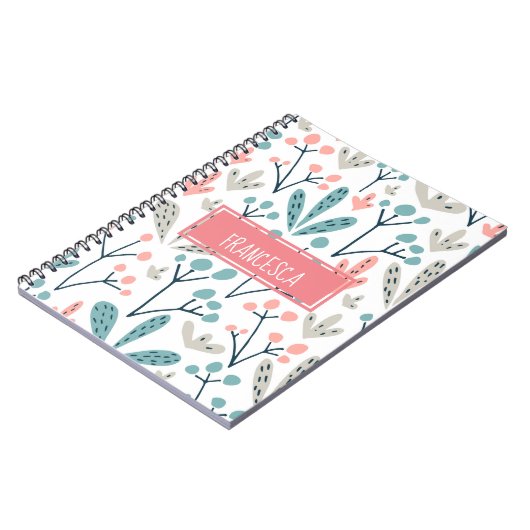 Schattige Abstract Roze Blauw Abstract Bloemen Mon Notitieboek (Linkerzijde)