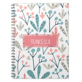 Schattige Abstract Roze Blauw Abstract Bloemen Mon Notitieboek (Voorkant)