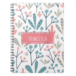 Schattige Abstract Roze Blauw Abstract Bloemen Mon Notitieboek